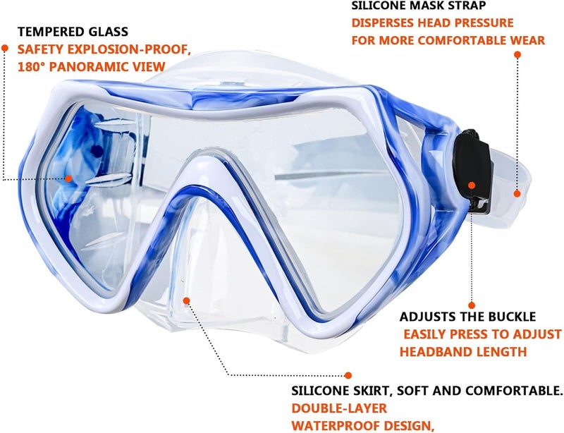 DIPUKI Snorkeling Gear for Adults, Dry Snorkel Mask Set, Scuba Diving Snorkle mask Set Adult, Panoramic Wide View Anti-Fog Dive mask, Swimming Diving Snorkeling Packages - Image 4